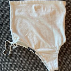 Brandy Melville White One Shoulder Crop Top